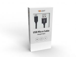 Solight USB kabel, USB 2.0 A konektor - USB B micro konektor, blistr, 2m