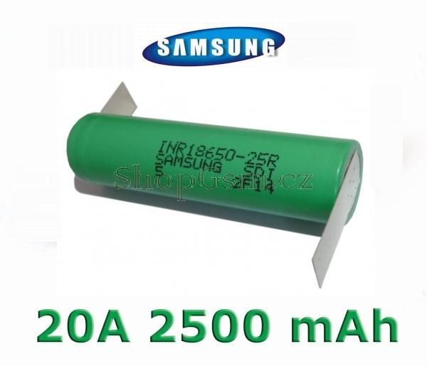 Baterie Samsung INR 18650-25R Li-Ion 2500mAh 20A - vývody Z