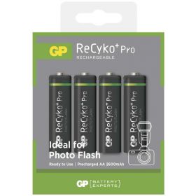 Baterie GP ReCyko+ 2600mAh, Pro Photo Flash HR6 (AA), 4ks