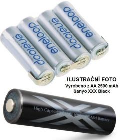 Baterie Panasonic Eneloop AA 2500mAh XXX Black HR3-UWX - 4,8V - páskové vývody