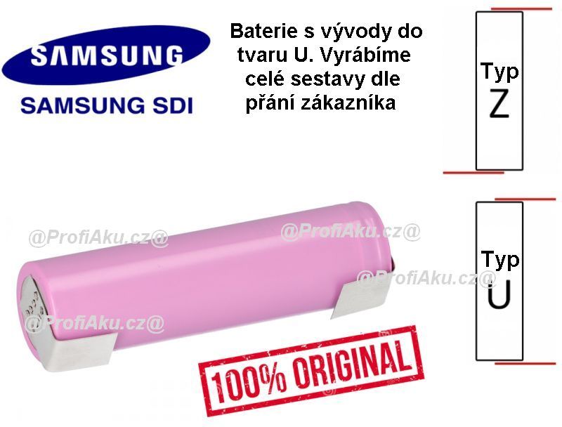 Baterie Samsung INR 18650 - 35E 3450mAh - 10A vývody U